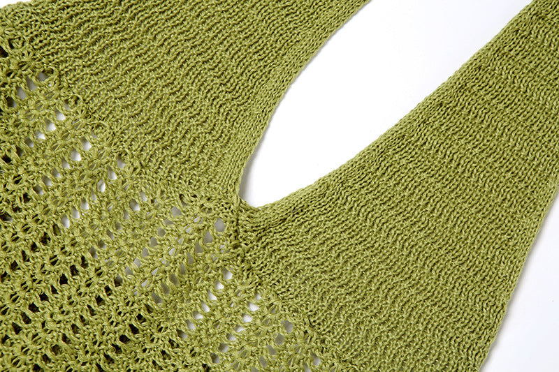 Chic Lime Green Knit Halter Mini Dress - Fall Party & Getaway Essential