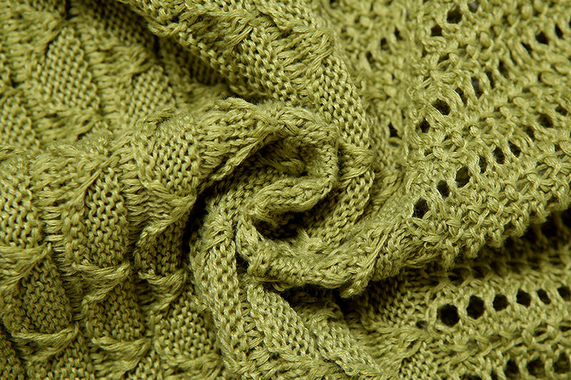 Chic Lime Green Knit Halter Mini Dress - Fall Party & Getaway Essential