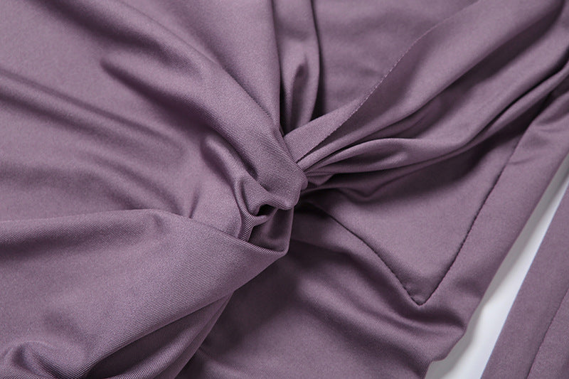 Elevated Fall Glamour: Two-Piece Ruched Slit Maxi Skirt & Cutout Bolero Set