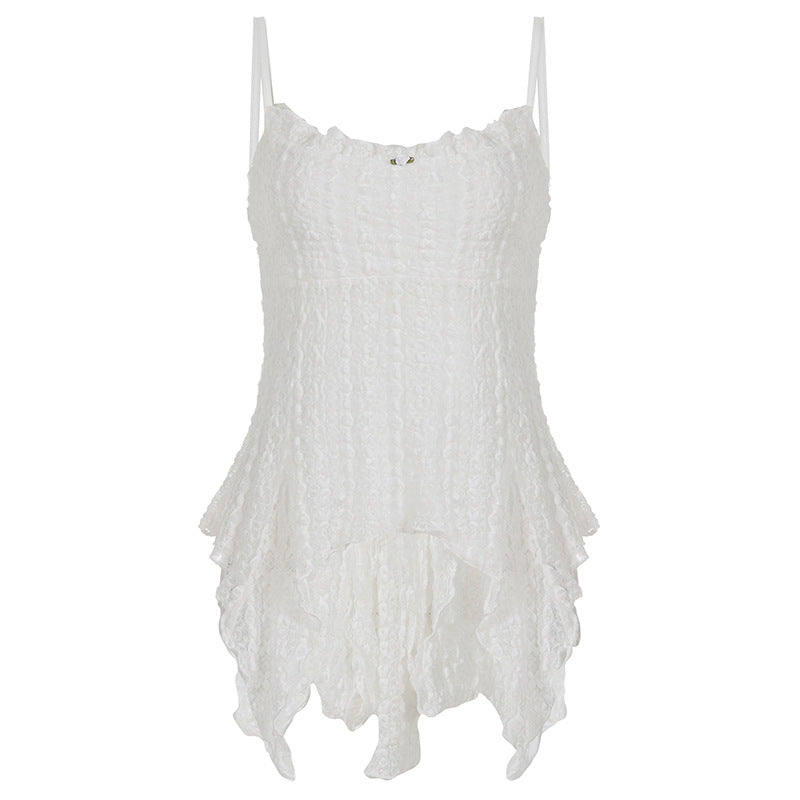 Enchanting White Lace Ruffle Cami Top | Dreamy Fairycore & Boho Style for Fall Layering