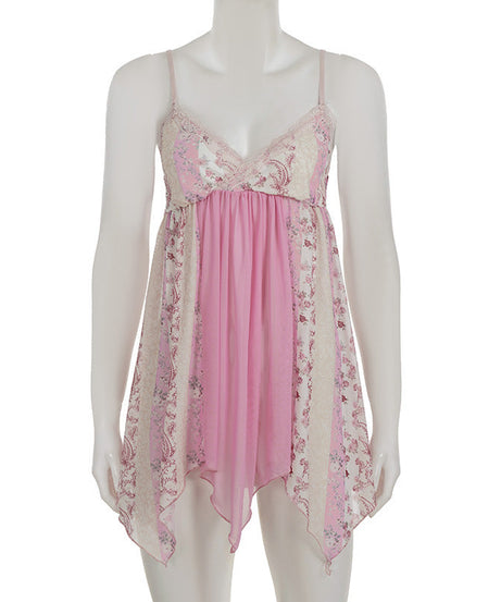Dreamy Pink Floral Babydoll Nightie | Soft Lace Trim Loungewear Dress for Cozy Fall Evenings