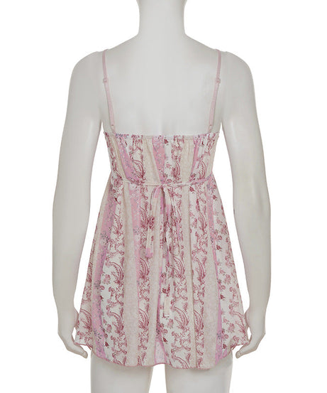 Dreamy Pink Floral Babydoll Nightie | Soft Lace Trim Loungewear Dress for Cozy Fall Evenings