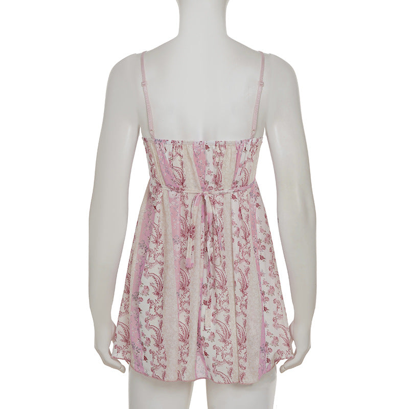 Dreamy Pink Floral Babydoll Nightie | Soft Lace Trim Loungewear Dress for Cozy Fall Evenings