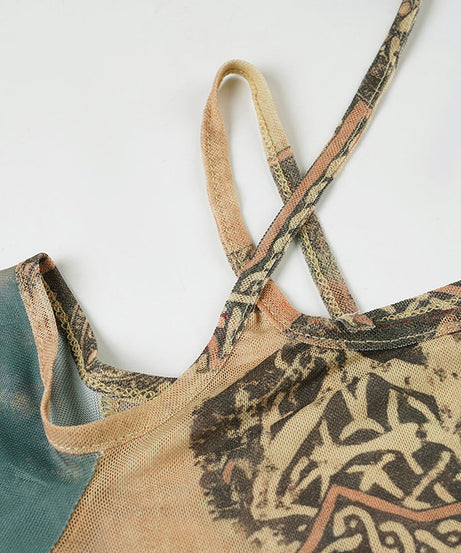 Mystic Tapestry Mesh Off-Shoulder Long Sleeve Top - Fall 2025 Essential