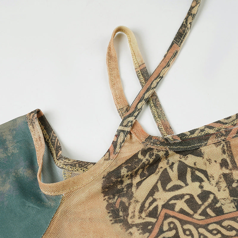 Mystic Tapestry Mesh Off-Shoulder Long Sleeve Top - Fall 2025 Essential