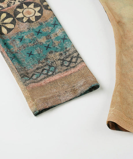 Mystic Tapestry Mesh Off-Shoulder Long Sleeve Top - Fall 2025 Essential