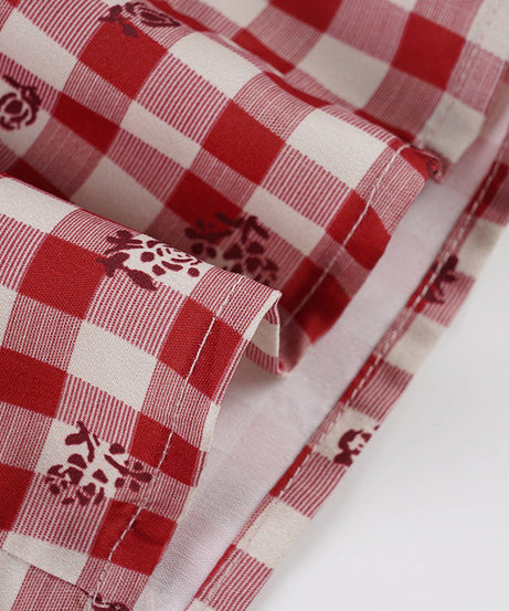 Sweetheart Red Gingham Floral Halter Top - Adjustable Tie-Back Cami for Effortless Style