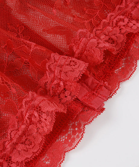 Alluring Red Lace Bustier Cami Top - V-Neck, Backless for Fall & Holiday Glam