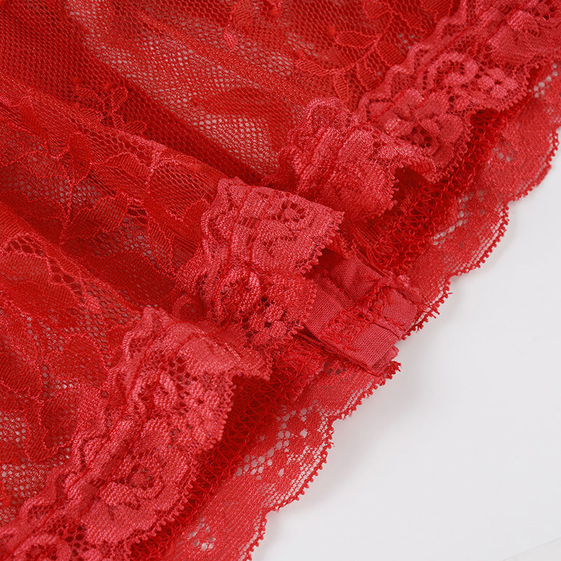 Alluring Red Lace Bustier Cami Top - V-Neck, Backless for Fall & Holiday Glam