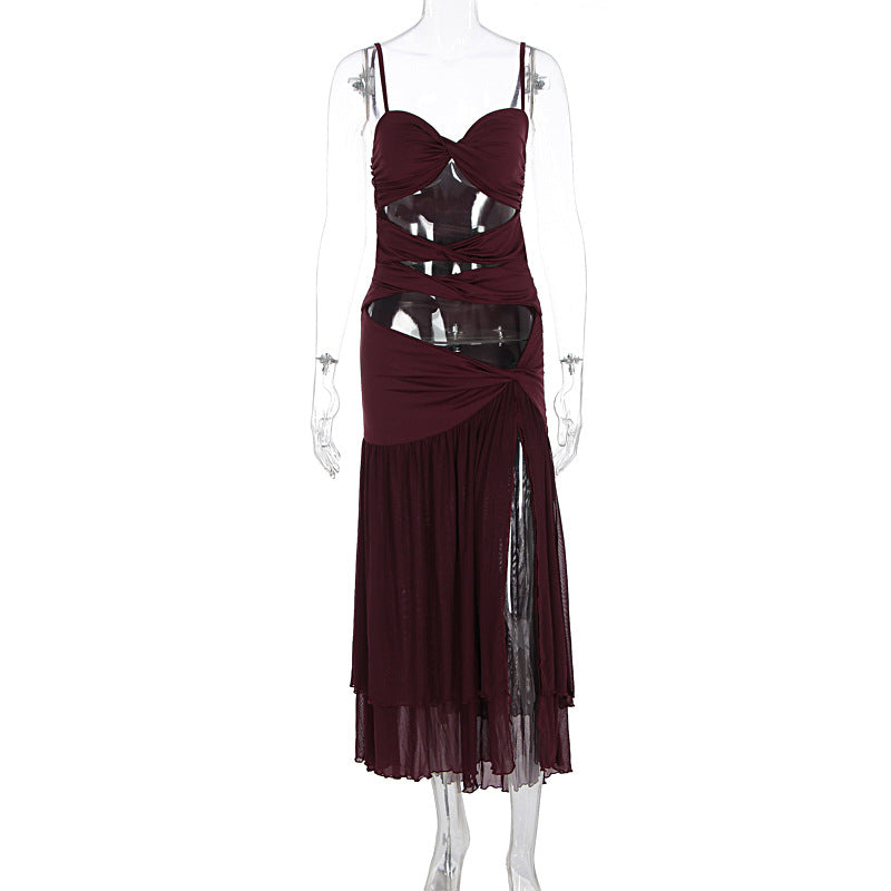 Stunning Merlot Ruched Cutout Maxi Dress - Your Go-To for Fall Galas & Holiday Soirees