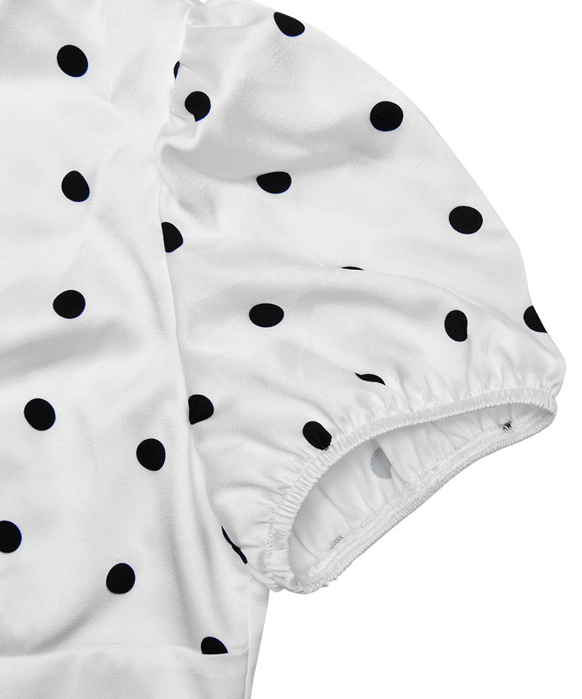 Retro Chic Polka Dot Maxi Dress with Sweet Bow - Timeless Style for Fall & Beyond