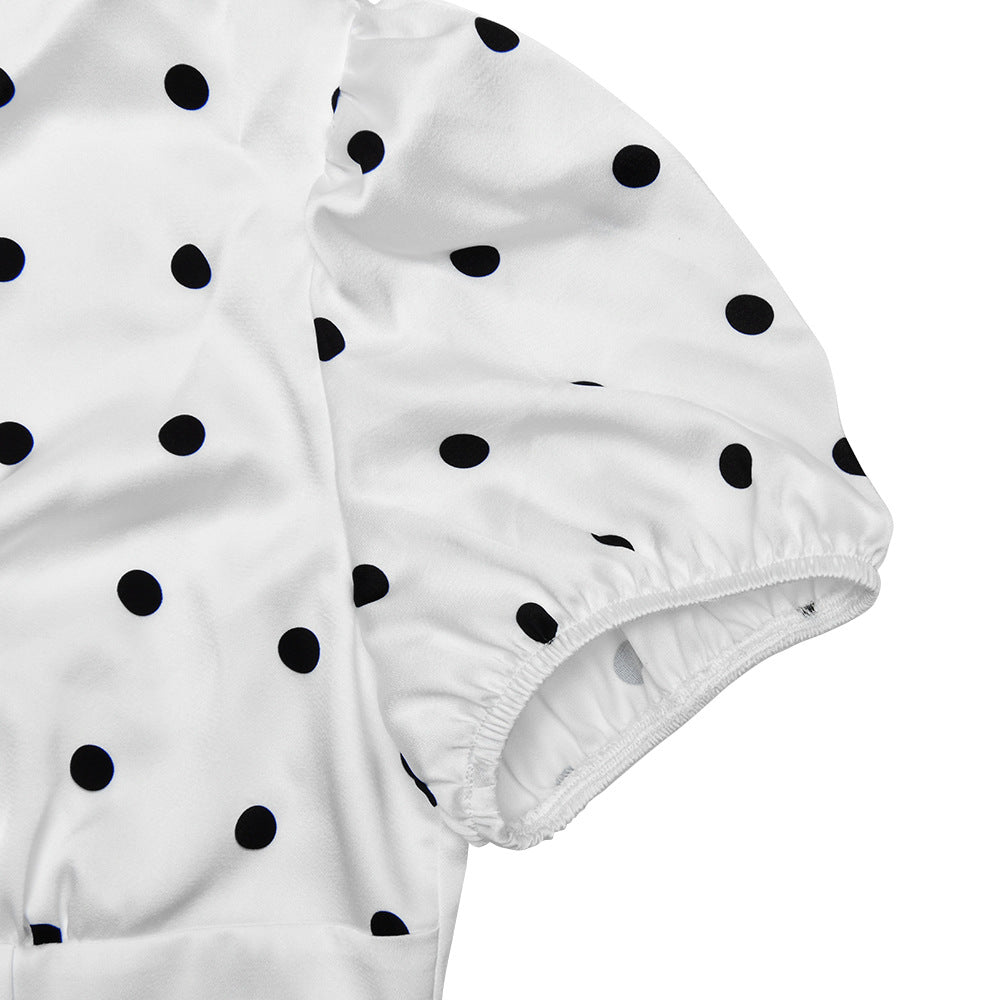 Retro Chic Polka Dot Maxi Dress with Sweet Bow - Timeless Style for Fall & Beyond