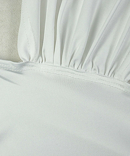 Head-Turning White Halter Cut-Out Ruched Mini Dress | Fall & Holiday Party Ready