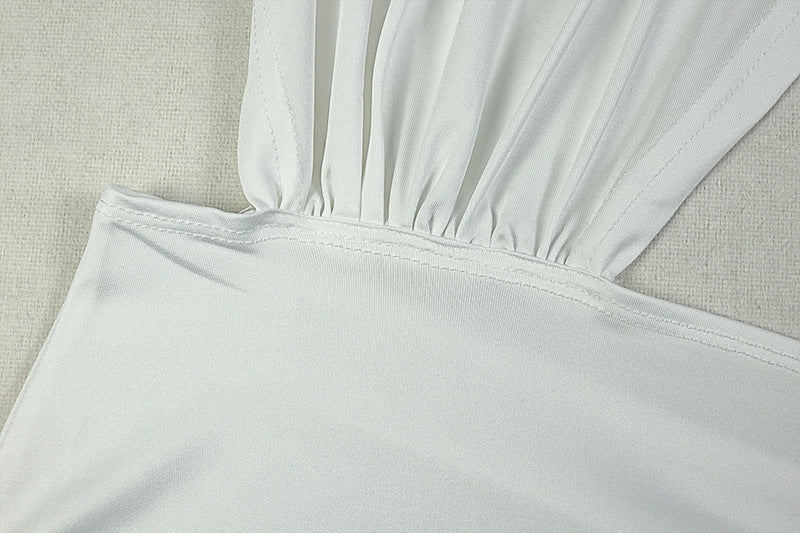 Head-Turning White Halter Cut-Out Ruched Mini Dress | Fall & Holiday Party Ready