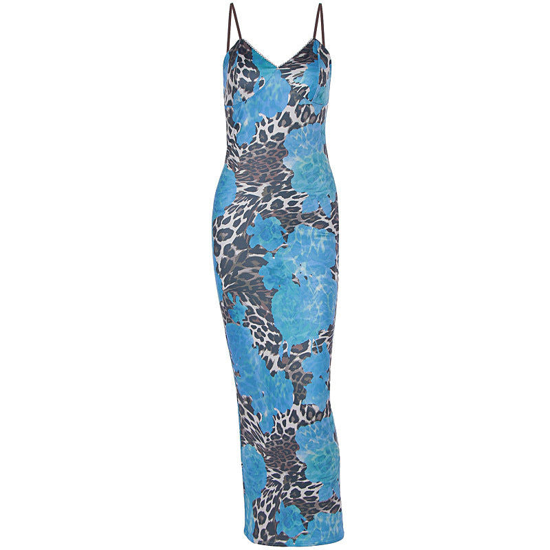 Vibrant Blue Floral & Leopard Print Maxi Dress - Your Chic Fall Getaway Essential