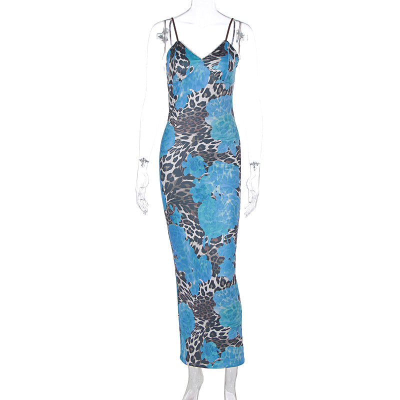 Vibrant Blue Floral & Leopard Print Maxi Dress - Your Chic Fall Getaway Essential
