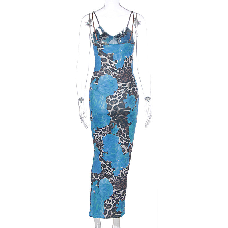 Vibrant Blue Floral & Leopard Print Maxi Dress - Your Chic Fall Getaway Essential