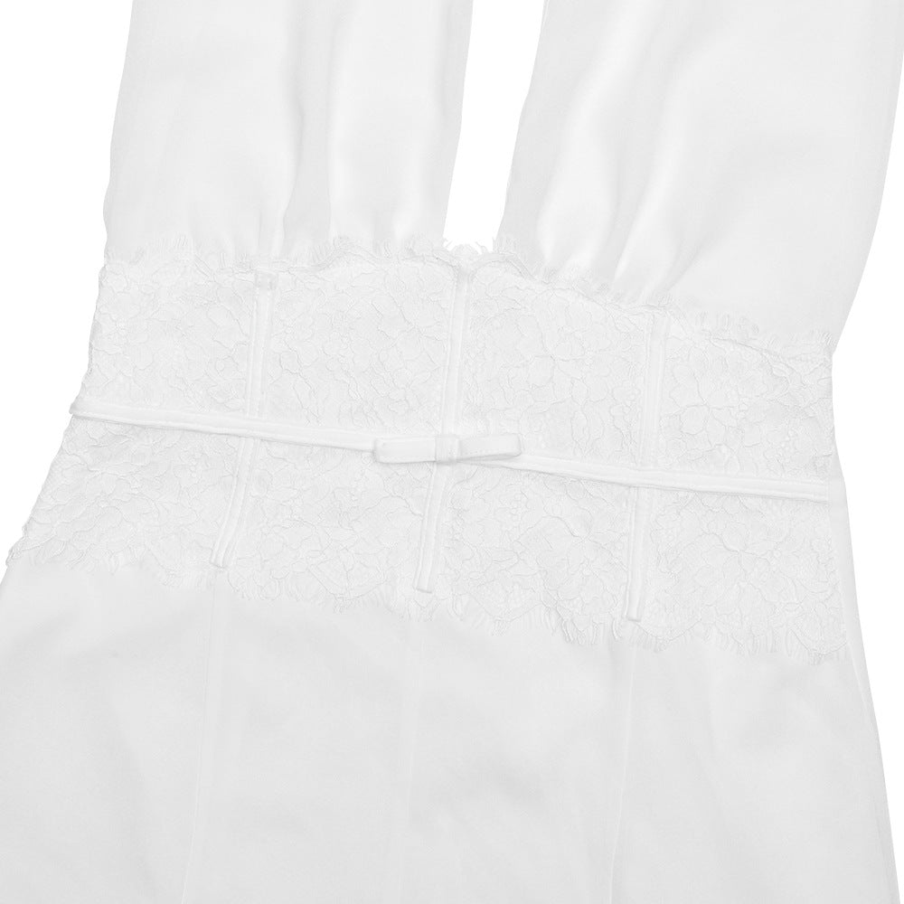 Golden Hour Glow Halter Mini Dress | Deep V-Neck & Delicate Lace for Effortless Chic