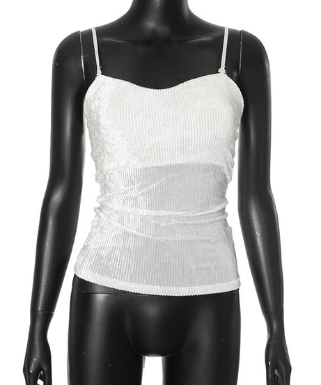 Chic Fall Nights: Adjustable Stretch Corduroy Backless Cami Top