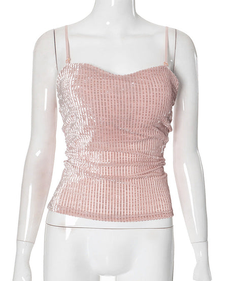 Chic Fall Nights: Adjustable Stretch Corduroy Backless Cami Top