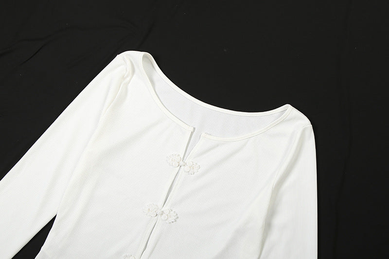 Luxe Ribbed Knit Long Sleeve Top & Maxi Skirt Set - Effortless Fall/Winter White Co-ord