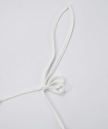 Effortless White Ribbed Halter Top with Beaded Straps - Your Chic Fall Layering Essential