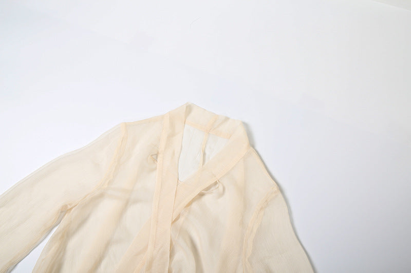 Boho Chic Sheer Ruffle Blouse - Flowy Tiered Bell Sleeve Top for Fall