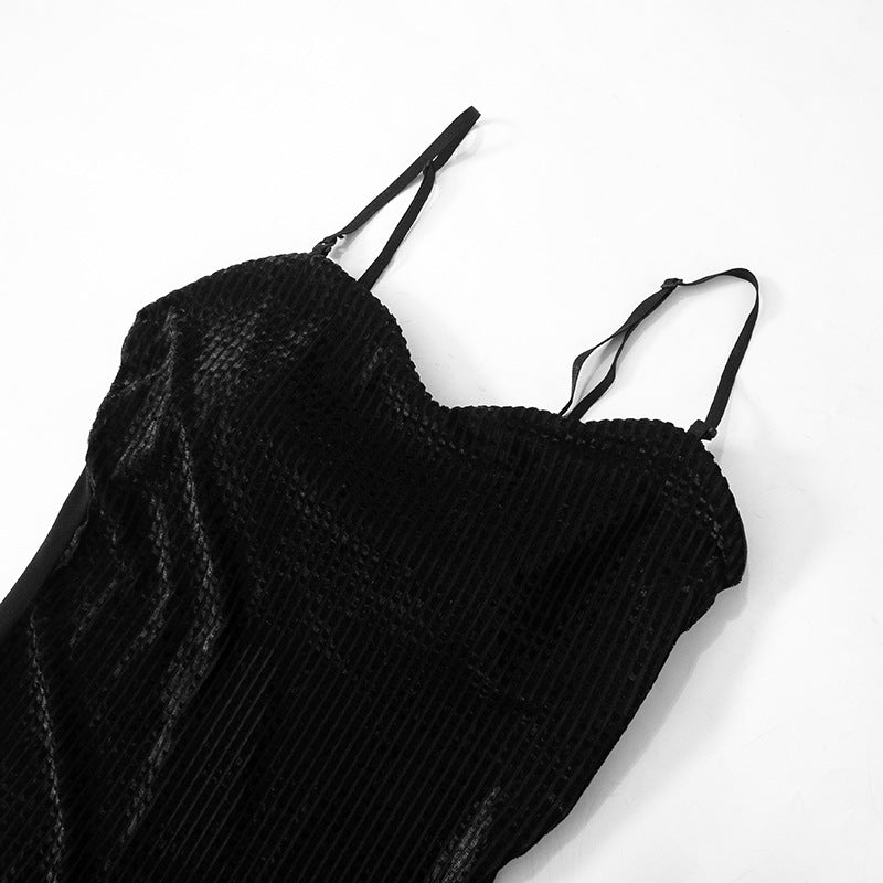 Chic Fall Nights: Adjustable Stretch Corduroy Backless Cami Top