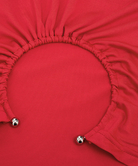 Red Hot Ruched Cutout Crop Top & Draped Mini Skirt Set - Your Fall Night Out & Halloween Party Essential