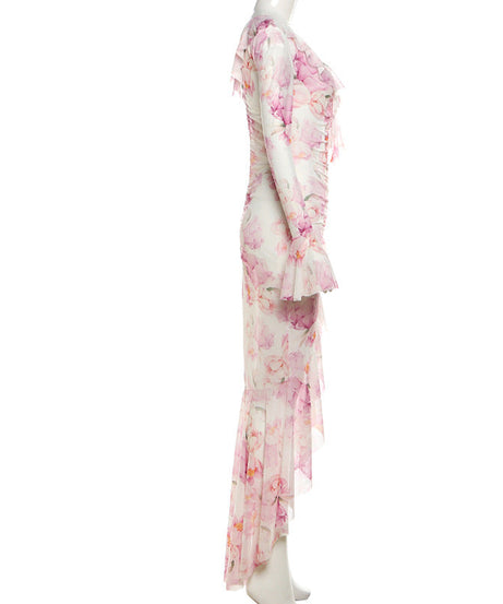 Dreamy Ruffled Floral Mesh Maxi Dress - Your Elegant Pick for Fall Events & Holiday Getaways