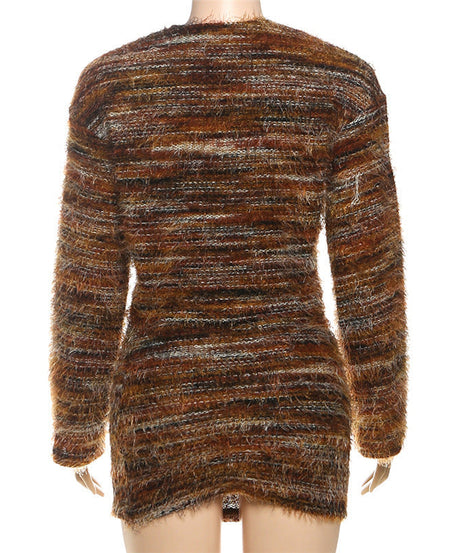 Cozy Autumn Chic: Women's Fuzzy Knit Two-Piece Mini Skirt Set | Effortless Fall Style