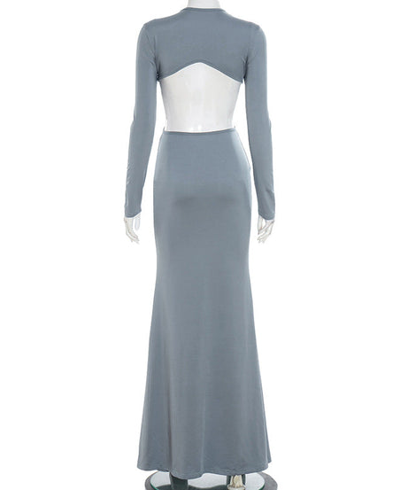 Showstopping O-Ring Cut-Out Long Sleeve Maxi Dress - Glamorous Fall & Holiday Party Gown