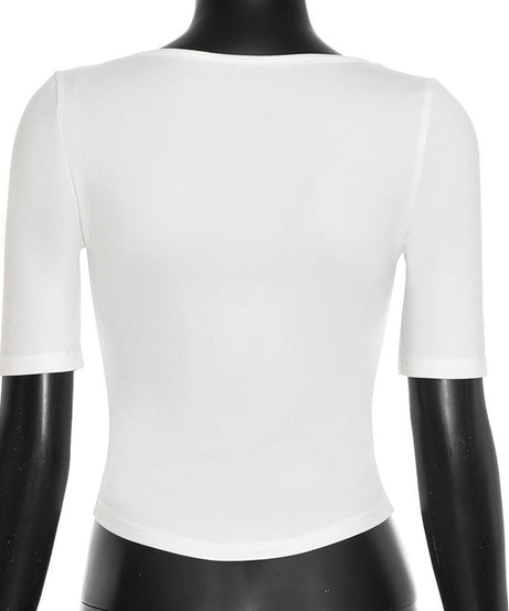 Fall Chic: Women's Square Neck Lace Tie-Front Top - Your Versatile Autumn Essential