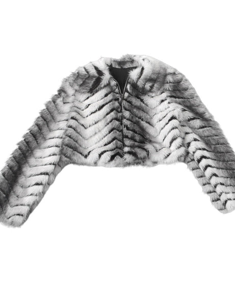 Wild Chic: Cropped Zebra Faux Fur Zip-Up Jacket - Your Ultimate Fall & Holiday Statement