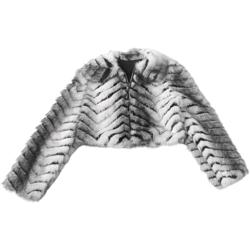 Wild Chic: Cropped Zebra Faux Fur Zip-Up Jacket - Your Ultimate Fall & Holiday Statement