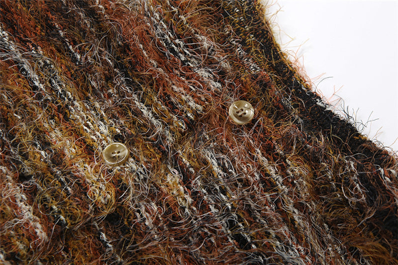 Cozy Autumn Chic: Women's Fuzzy Knit Two-Piece Mini Skirt Set | Effortless Fall Style