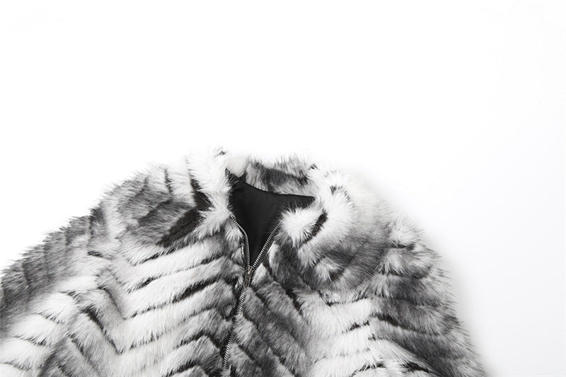 Wild Chic: Cropped Zebra Faux Fur Zip-Up Jacket - Your Ultimate Fall & Holiday Statement