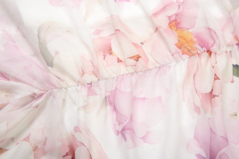 Dreamy Ruffled Floral Mesh Maxi Dress - Your Elegant Pick for Fall Events & Holiday Getaways