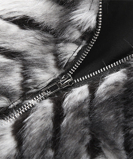 Wild Chic: Cropped Zebra Faux Fur Zip-Up Jacket - Your Ultimate Fall & Holiday Statement