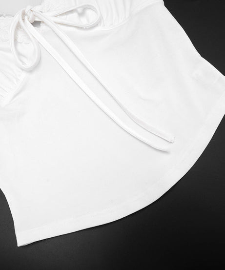 Fall Chic: Women's Square Neck Lace Tie-Front Top - Your Versatile Autumn Essential