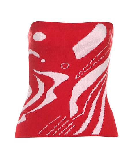 Vibrant Red Swirl Knit Tube Top – Your Fall Fashion & Holiday Party Statement