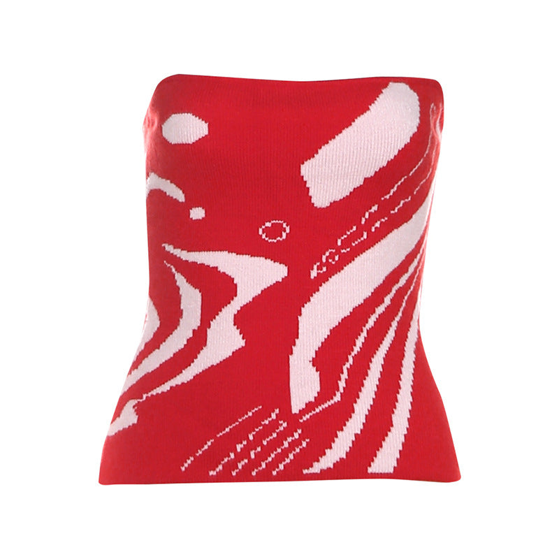 Vibrant Red Swirl Knit Tube Top – Your Fall Fashion & Holiday Party Statement