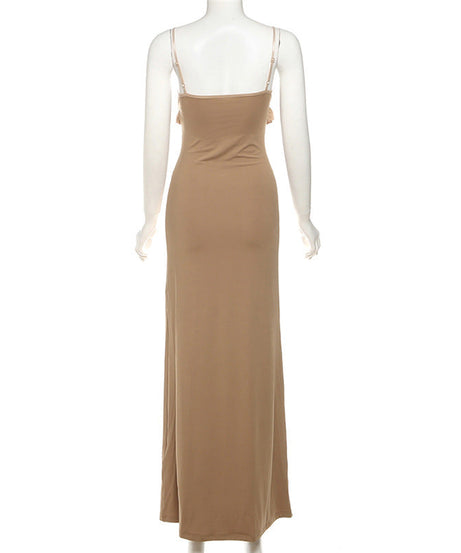 Autumn Whisper Ruffled Corset Cami Maxi Dress - Effortless Chic for Fall