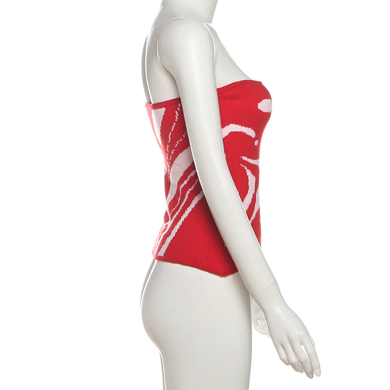 Vibrant Red Swirl Knit Tube Top – Your Fall Fashion & Holiday Party Statement