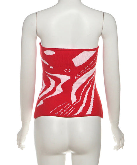 Vibrant Red Swirl Knit Tube Top – Your Fall Fashion & Holiday Party Statement