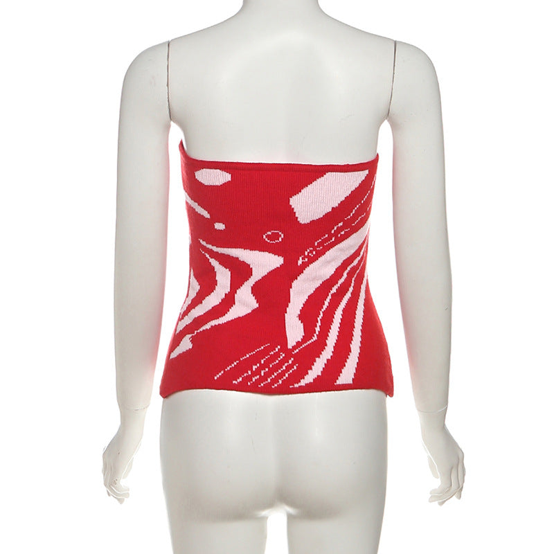 Vibrant Red Swirl Knit Tube Top – Your Fall Fashion & Holiday Party Statement
