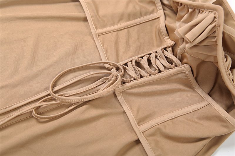 Autumn Whisper Ruffled Corset Cami Maxi Dress - Effortless Chic for Fall