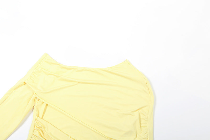 Glamorous Feather Cuff Ruched Mini Dress with Dramatic Train - Perfect for Fall & Holiday Parties