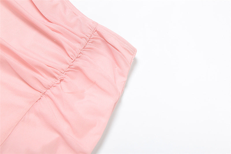 Pink Ruched High-Slit Mesh Maxi Skirt – Chic & Ready for Fall Parties & Getaways