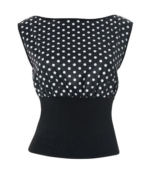 Fall Chic Retro Polka Dot Blouse for Women | Flattering Cap Sleeve Top